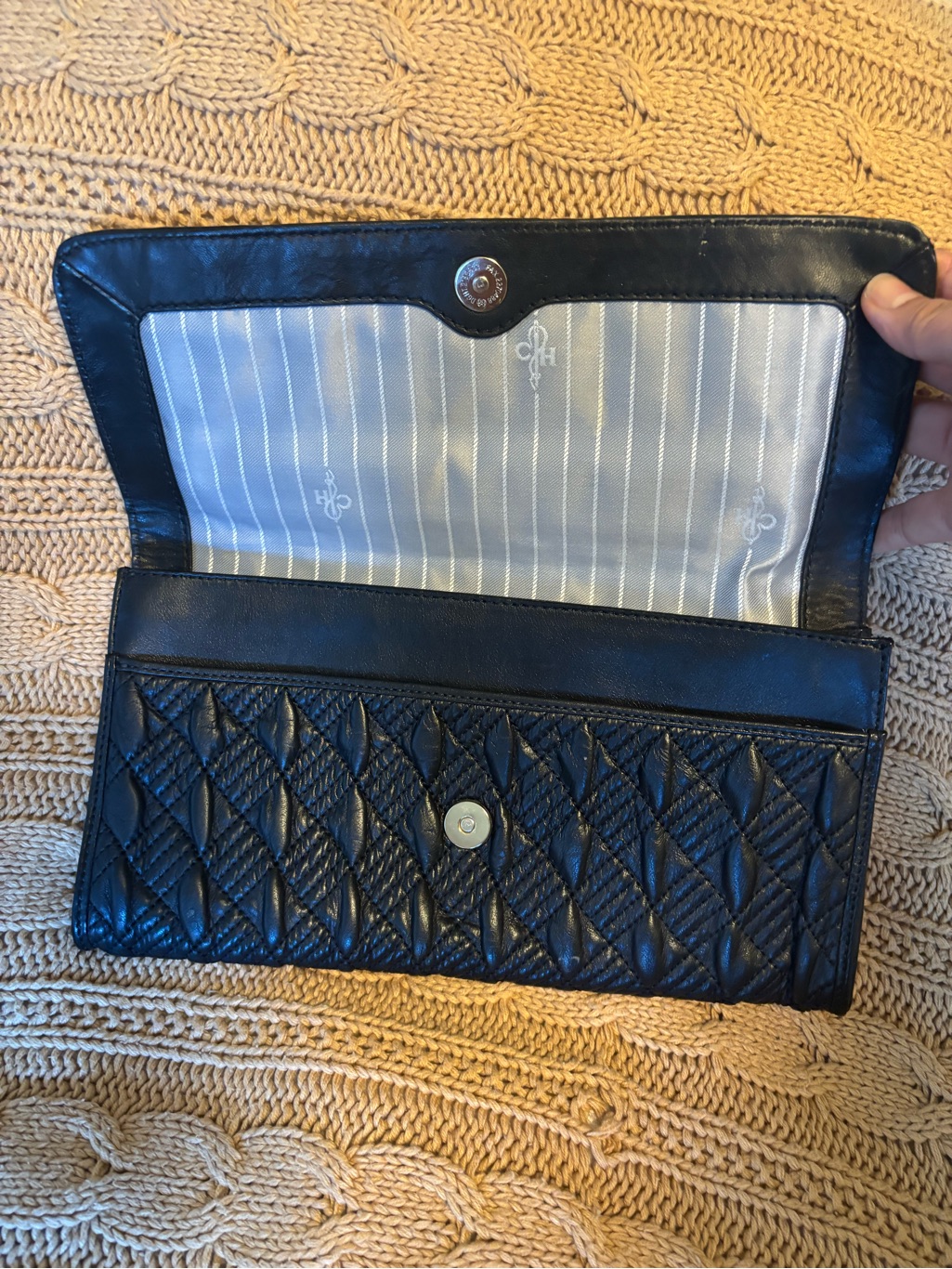Cole Haan Black Quilted Leather Clutch